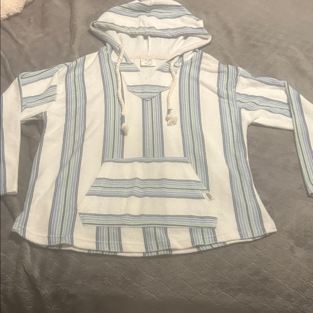 Striped Hoodie in Blue and White